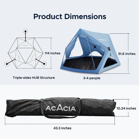 Acacia Beach Tent Sun Shelter | 4-Person Portable Camping Tent with UPF 50+ Protection | Easy Setup Pop up Sun Shade | 10×10ft Privacy Sunshade for Camping & Backyard in Saudi Arabia