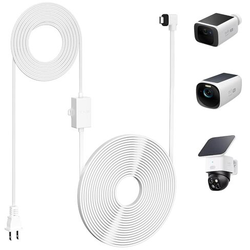 Uogw 25FT Power Adapter Compatible with eufy SoloCam S220/S340/C210/E30,eufy Indoor Cam S350/C210/C220,eufyCam 3/S330/S3 Pro/3C/S300,Waterproof Type C Power Cable,Flat Charging Cord in Kuwait