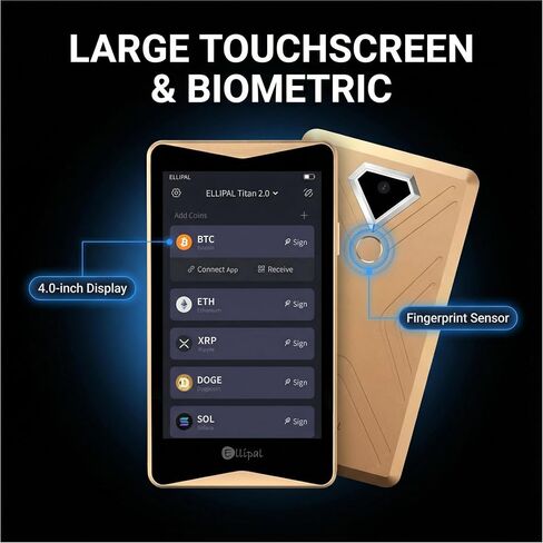 ELLIPAL Titan 2.0 Air-Gapped Crypto Wallet – Cold Wallet for Bitcoin, ETH, SOL, XRP, NFT & 10,000+ Coins and Tokens – Trusted Cold Storage Hardware Wallet in Kuwait