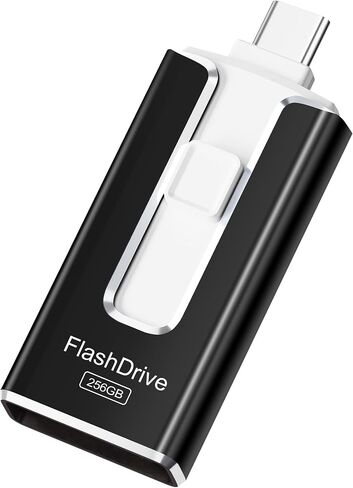 MFi Certified Flash Drive for iPhone 256GB, 3 in 1 Type-C USB Memory Stick Thumb Drive for Photos Videos Storage, High Speed External Memory Storage Photo Stick for iPhone iPad Android PC (Black) in Kuwait