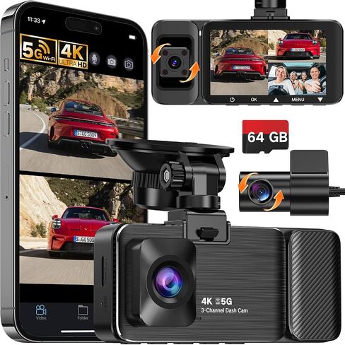 WECOOL 4K UHD 3 Channel Dash Cam Front and Rear Inside in Saudi Arabia
