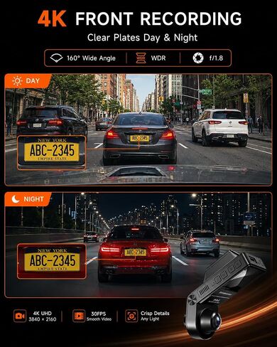 360° Dash Cam Front and Inside 4K+2.5K, 2 Channel Dashcam for Car in Kuwait