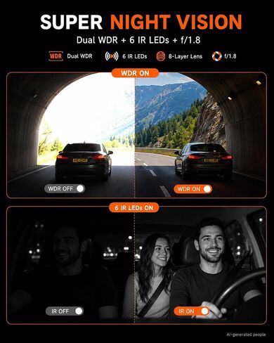 360° Dash Cam Front and Inside 4K+2.5K, 2 Channel Dashcam for Car in Kuwait