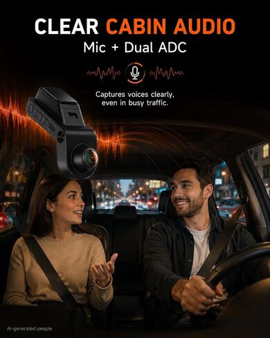 360° Dash Cam Front and Inside 4K+2.5K, 2 Channel Dashcam for Car in Kuwait