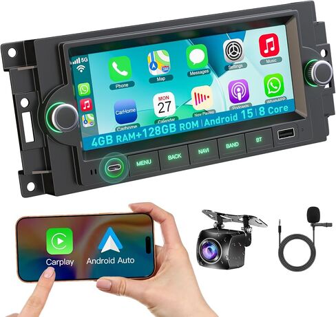 (8Core + 64GB) 10.2 Inch QLED Touch Screen Car Radio for Dodge RAM 1500 2500 3500 2009 2010 2011 2012 with Carplay and Android Auto, Support Bluetooth,WiFi,GPS,FM Radio,Backup Camera & SWC in Saudi Arabia