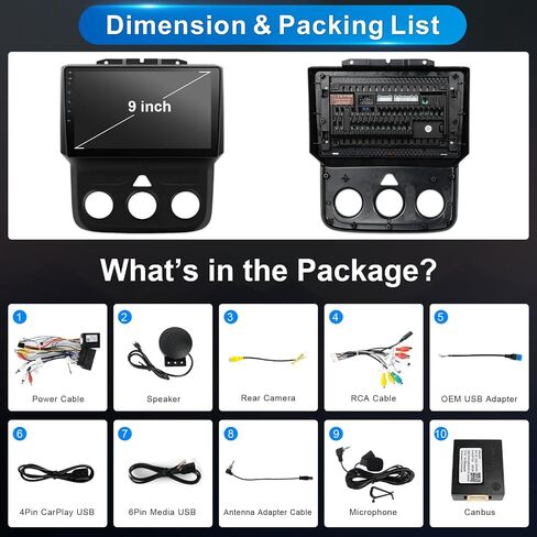 Car Radio for Dodge RAM 1500 2500 3500 2013-2018 with Wireless Carplay in Kuwait