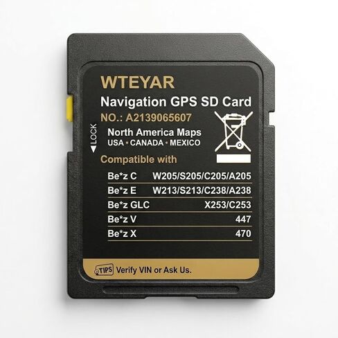 أحدث إصدار من بطاقة SD للملاحة A2189068403 متوافقة مع مرسيدس بنز لـ CLA وGLC وGLA وAMG وCLS وGLS وSLK وSLC وA وB وC وE - فئة مع NTG5 Audio 20 Code 522 Systems، خرائط Can/Mex/USA in Kuwait