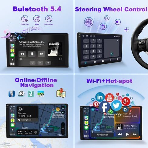 Upgraded Android 14 8 Core Car Radio Stereo for Honda Civic 2016-2021 4+32G | Wireless CarPlay & Android Auto | 9 inch Ultra HD Touchscreen | 1080P Backup Camera AM/FM/RDS SWC Wi-Fi GPS SWC in Kuwait