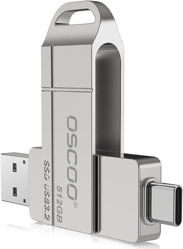 512GB USB SSD Drive, Up to 550MB/s Dual USB-A & C Thumb Drive in Kuwait