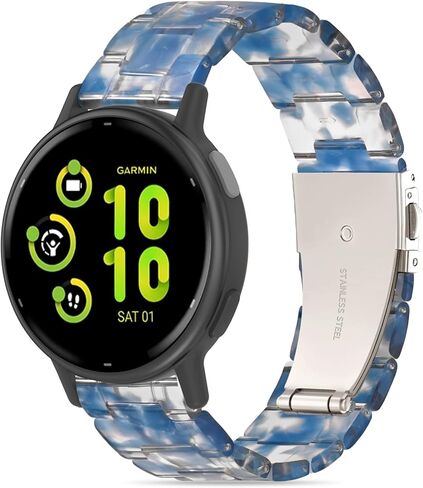 Compatible with Garmin Vivoactive 5 Watch Band Resin, 20mm Strap Compatible for Garmin Vivoactive 6/3/Forerunner 245/165/55/570 42mm/645 Wristband Bracelet Replacement with Stainless Steel Buckle in Kuwait