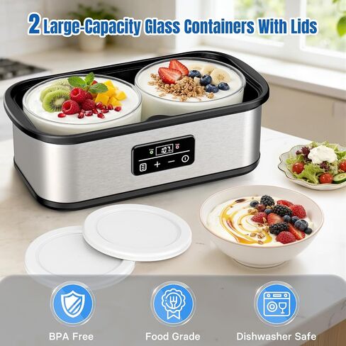 Probiotic Yogurt Maker with 48H Time and 68-127℉ Temp Control, Yogurt Maker Machine with Auto-off, Make Homemade Delicious Yogurt For Family & Friend in Saudi Arabia