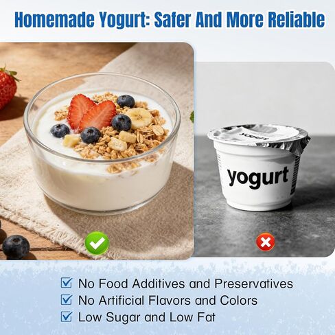 Probiotic Yogurt Maker with 48H Time and 68-127℉ Temp Control, Yogurt Maker Machine with Auto-off, Make Homemade Delicious Yogurt For Family & Friend in Saudi Arabia
