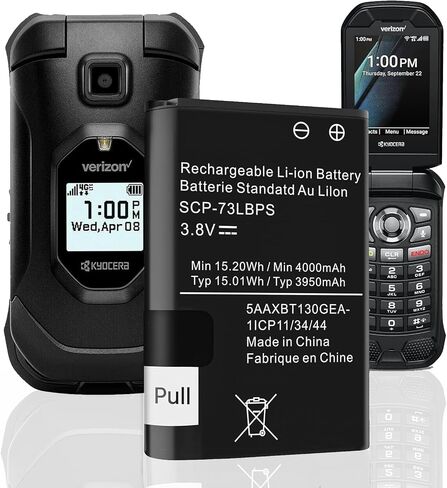 【4000 مللي أمبير في الساعة】 بطارية SCP-73LBPS، بطارية بديلة مطورة عالية السعة لهاتف Kyocera DuraXV Extreme E4810 Verizon Flip Phone SCP73LBPS in Kuwait