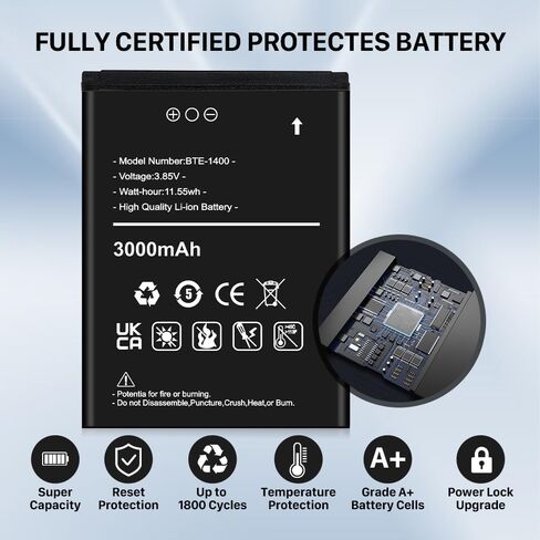 3000mAh Battery for BTE-1400,Ultra High Capacity Replacement Battery for Verizon Orbic Journey V RC2200L in Kuwait