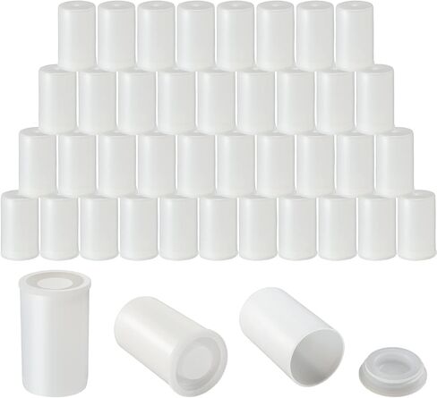 Jovitec 60 Pieces White Film Canisters with Caps, 35 mm Empty Camera Reel Storage Containers Case with Lids, Films Developing Processing Tube for Storing Films, Small Accessories in Saudi Arabia