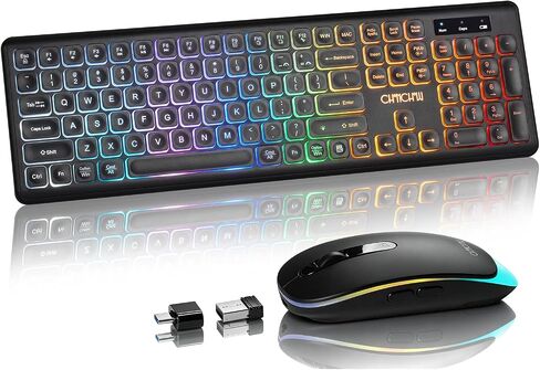 Computer Keyboard and Mouse Wireless,Rechargeable Gaming LED Keyboard Combo in Saudi Arabia