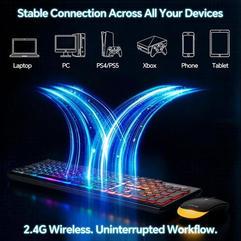 Computer Keyboard and Mouse Wireless,Rechargeable Gaming LED Keyboard Combo in Saudi Arabia