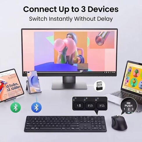 Wireless Keyboard and Mouse Combo, Multi-Device, Silent (Black) in Saudi Arabia