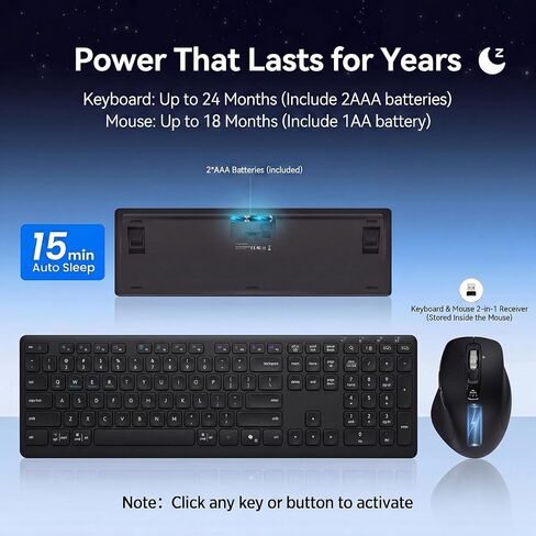 Wireless Keyboard and Mouse Combo, Multi-Device, Silent (Black) in Saudi Arabia