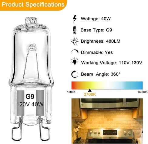 G9 Halogen Light Bulb 40W for Whirlpool Microwave Oven, Whirlpool Over The Stove Range Microwave, Replace W10709921 (4 Pack) in Saudi Arabia