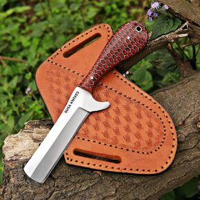 Handmade 1095 steel Bull cutter knife, cowboy knives with pancake leather sheath classic style knife, gift for men (STELL OG) in Saudi Arabia