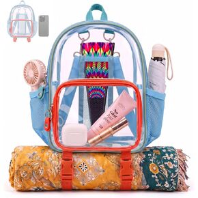 Mini Clear Backpack for Stadium Events Anti-Theft Small Festival Transparent bag with Fan Holder for Concerts, Rave in Kuwait