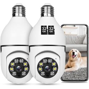 UPULTRA Light Bulb Security Camera Outdoor 2packs HD Wireless 5GHz/2.4GHz WiFi Home IP Cameras E27 360 Degree Panoramic,Motion Detection and Alarm,Two-Way Audio,Night Vision in Saudi Arabia