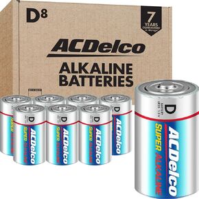 ACDelco 8-Count D Batteries, Maximum Power Super Alkaline Battery for Home and Office, 7-Year Shelf Life, Reclosable Packaging in Kuwait
