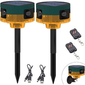 Solar Outdoor Motion Sensor Alarm: Dog Barking&Gunshot Sound, 129db Loud Siren,Support Recording, 13 Kinds of Sound Strobe Light in Kuwait