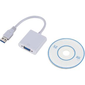 USB3.0 to VGA Adapter USB 3. to External Graphics Card Supports WIN7/8/10 HD Conversion(White) in Saudi Arabia