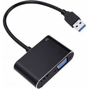 EVGATSAUTO USB 3.0 to VGA Adapter, USB 3.0 to VGA Converter Dual Monitor Adapter Supports 2 External Displays 60Hz for OS X Driver Free Installation in Saudi Arabia