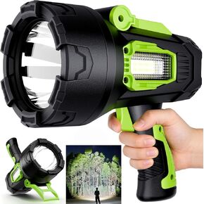 taoquwe Rechargeable Spotlight,2000000 LM Super Bright Handheld Spot Light LED Flashlight High Lumens,Powered Spotlight Large Searchlight Outdoor with Foldable Tripod for Boating Camping Hunting in Kuwait