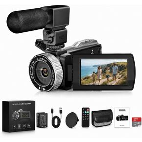 Video Camera Camcorder 4K 48MP with IR Night Vision, 3.0" Flip Touchscreen Vlogging Camera for YouTube, 18X Digital Zoom, 2 Batteries & External Mic, 64GB Card & Remote Control in Kuwait