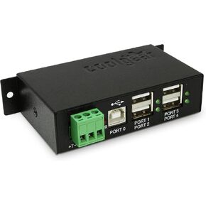 Coolgear Industrial 4-Port Powered USB 2.0 Hub with Port Status LEDs, Metal Housing, 7-24 VDC Input, Wall and DIN-Rail Mountable, PC & Mac Compatible in Kuwait