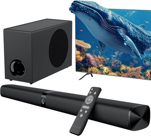 Sound Bar with Subwoofer, 110W Sound Bar for Smart TV, with Deep Bass & Volume Boost & 3 Equalizer Modes, Bluetooth/ARC/Opt/AUX Connect, Detachable Soundbar for TV/PC/Gaming/Projectors in Kuwait