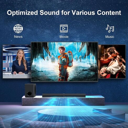 Sound Bar with Subwoofer, 110W Sound Bar for Smart TV, with Deep Bass & Volume Boost & 3 Equalizer Modes, Bluetooth/ARC/Opt/AUX Connect, Detachable Soundbar for TV/PC/Gaming/Projectors in Kuwait