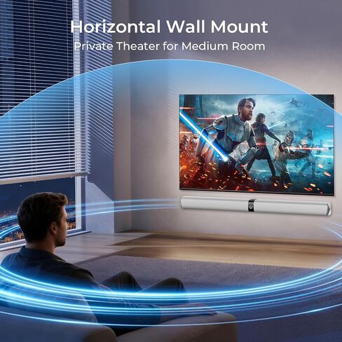 Sound Bar for Smart TV, 80W Soundbar with Bluetooth/ARC/Opt/AUX Connect, Dynamic Volume Boost, 3 Equalizer Modes, 2 in 1 Detachable Soundbar for TV/PC/Gaming/Projectors in Kuwait
