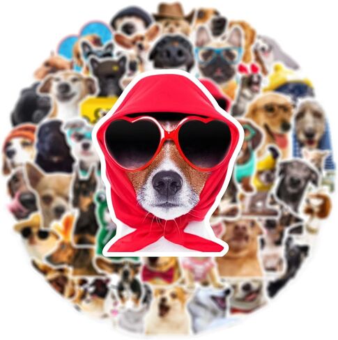 50 PCS Funny Dog Stickers – Cute Animal Vinyl Decals for Journaling, Laptop, Scrapbook, Water Bottle, Guitar, Suitcase, Phone, Snowboard – Waterproof Gift for Women, Girls, Kids, Adults, Teens in Kuwait