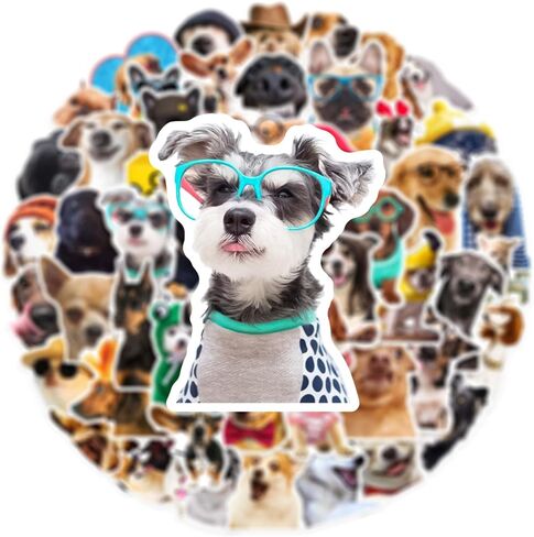 50 PCS Funny Dog Stickers – Cute Animal Vinyl Decals for Journaling, Laptop, Scrapbook, Water Bottle, Guitar, Suitcase, Phone, Snowboard – Waterproof Gift for Women, Girls, Kids, Adults, Teens in Kuwait