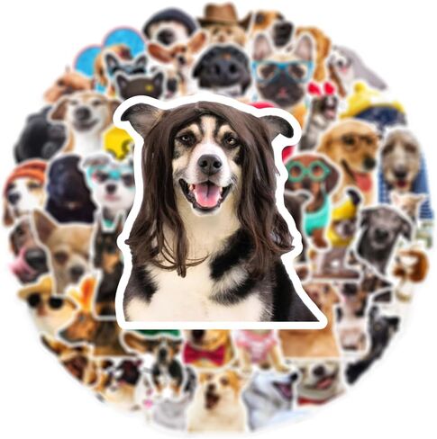 50 PCS Funny Dog Stickers – Cute Animal Vinyl Decals for Journaling, Laptop, Scrapbook, Water Bottle, Guitar, Suitcase, Phone, Snowboard – Waterproof Gift for Women, Girls, Kids, Adults, Teens in Kuwait