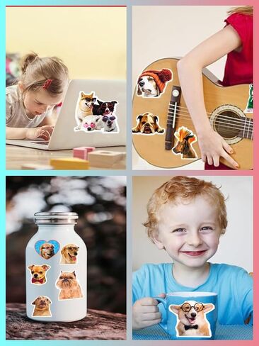 50 PCS Funny Dog Stickers – Cute Animal Vinyl Decals for Journaling, Laptop, Scrapbook, Water Bottle, Guitar, Suitcase, Phone, Snowboard – Waterproof Gift for Women, Girls, Kids, Adults, Teens in Kuwait