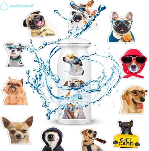 50 PCS Funny Dog Stickers – Cute Animal Vinyl Decals for Journaling, Laptop, Scrapbook, Water Bottle, Guitar, Suitcase, Phone, Snowboard – Waterproof Gift for Women, Girls, Kids, Adults, Teens in Kuwait