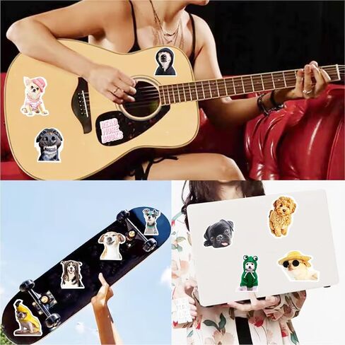 50 PCS Funny Dog Stickers – Cute Animal Vinyl Decals for Journaling, Laptop, Scrapbook, Water Bottle, Guitar, Suitcase, Phone, Snowboard – Waterproof Gift for Women, Girls, Kids, Adults, Teens in Kuwait