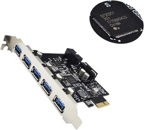 PCIe 5-Port USB 3.0 5Gbps Expansion Card with Chip in Saudi Arabia