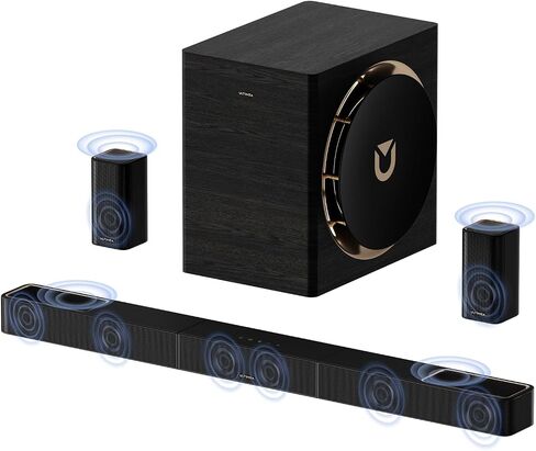 ULTIMEA 7.1.4ch Professional Surround Sound System w/Dolby Atmos, 980W Wireless Sound Bar for Smart TV with 10" Wireless Subwoofer, 20Hz Low Frequency, GaN Amplifier, 4K HDR Pass-Through, Skywave X70 in Saudi Arabia