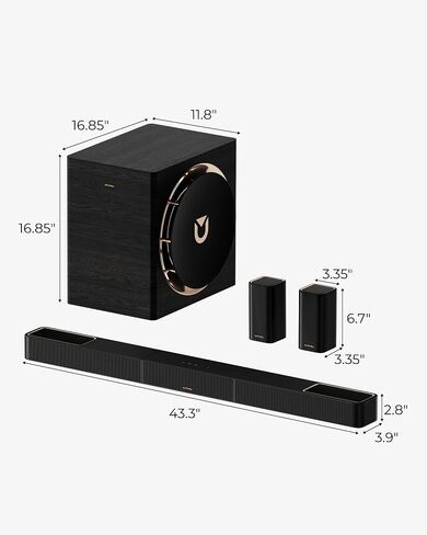 ULTIMEA 7.1.4ch Professional Surround Sound System w/Dolby Atmos, 980W Wireless Sound Bar for Smart TV with 10" Wireless Subwoofer, 20Hz Low Frequency, GaN Amplifier, 4K HDR Pass-Through, Skywave X70 in Saudi Arabia