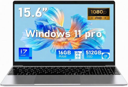 NIAKUN Laptop Computer, Gaming Laptops 2026, 15.6 Inch Lap Top PC Windows 11 Pro, 16GB RAM 512GB SSD, Core i7-7600U Processor(up to 3.9GHz), Office 365, for Business and Students, Backlit Keyboard in Saudi Arabia