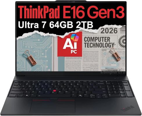 Lenovo ThinkPad E16, 16" FHD+ Laptop, Ultra 7 255H, 32GB DDR5, 1TB SSD in Saudi Arabia
