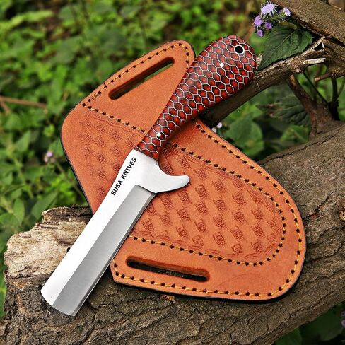 Handmade 1095 steel Bull cutter knife, cowboy knives with pancake leather sheath classic style knife, gift for men (STELL OG) in Saudi Arabia