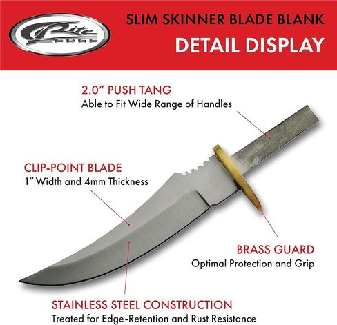 SZCO Supplies 6.5" Slim Skinner Knife Blade Blank - Stainless Steel Clip-Point Blade with Brass Guard, Ideal for DIY Knife Making and Everyday Carry (EDC) in Saudi Arabia